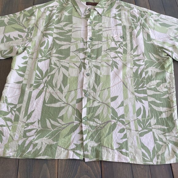 Tori Richard Green White Tropical Hawaiian Lightweight Silk Summer Shirt XL (I8) - Picture 5 of 10